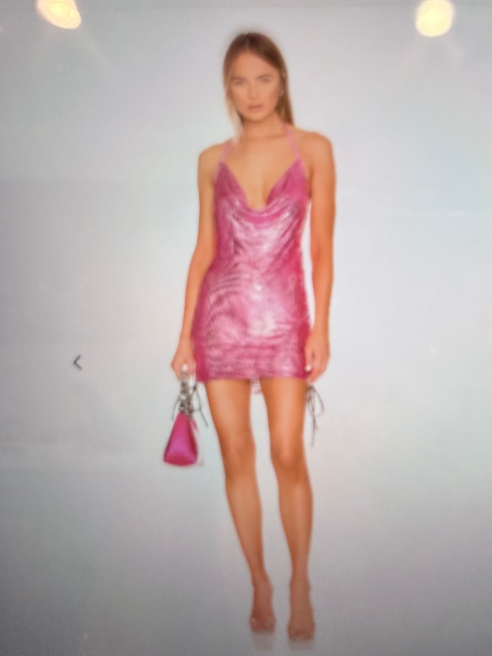Poster Girl - electric pink chain mail  dress- large